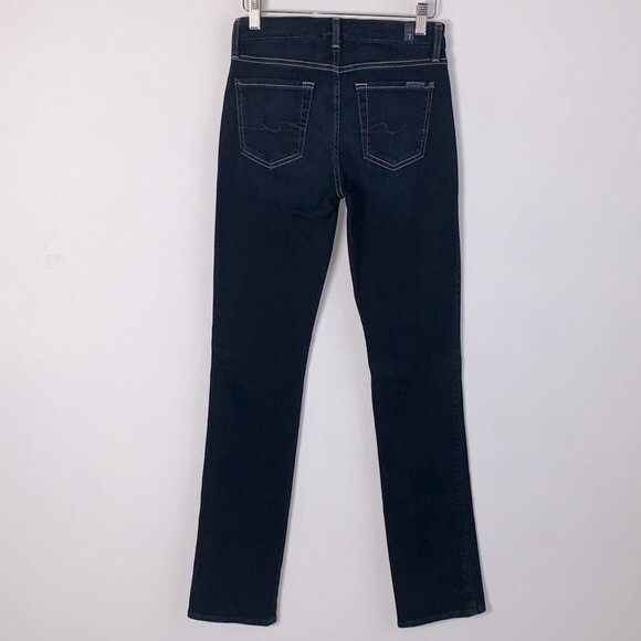 7 for all Mankind Karah Dark Wash Stretch Straight Leg Jeans Sz 26 - Picture 4 of 9
